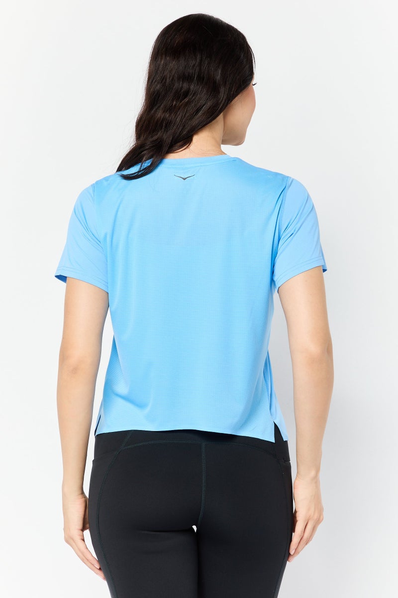 Hoka Women Sportswear Fit Short Sleeves Training Tops, Blue - Image 3